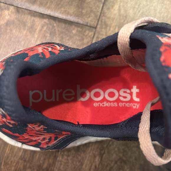Adidas Women's Navy and Coral Floral Sneakers - Picture 2 of 7